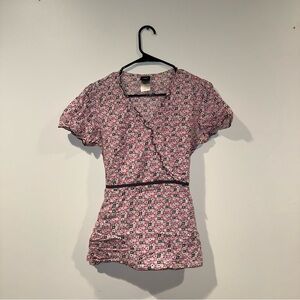 Floral Patterned Scrub Top